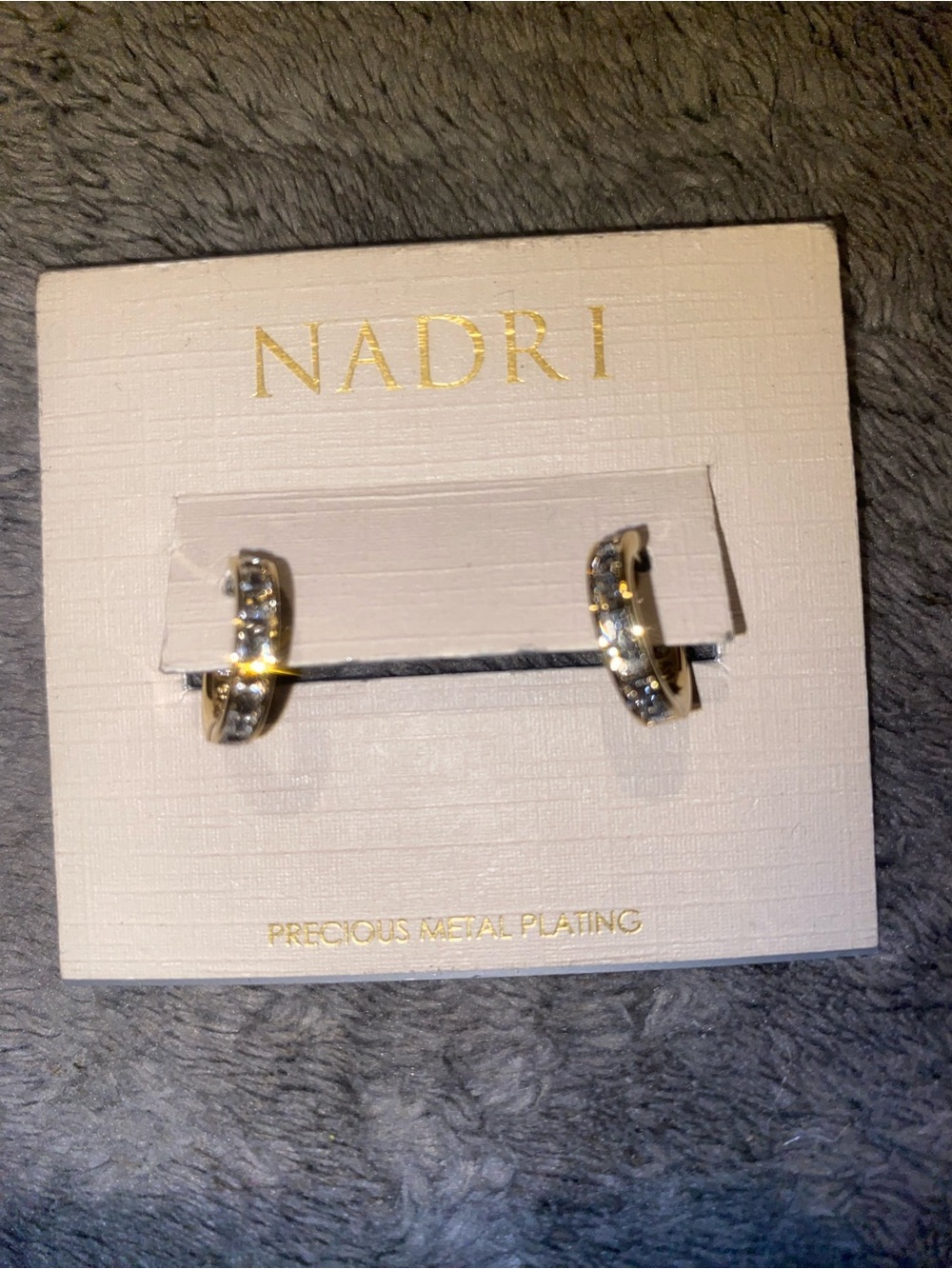 Nadri Gold Hoop Earrings with Clear Crystals